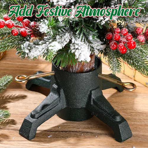 Huwena Cast Iron Christmas Tree Stand for Live & Artificial Trees, Supports 8ft, 120lb Capacity