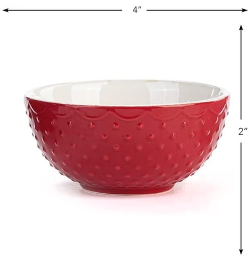 DEMDACO Full Of Cheer Red, Green, and White 7 Ounce Ceramic Christmas Baking Bowls Set of 3