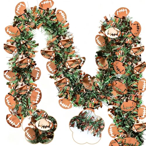 4-Pack Football Tinsel Garland - Metallic Foil Game Day Party Decor