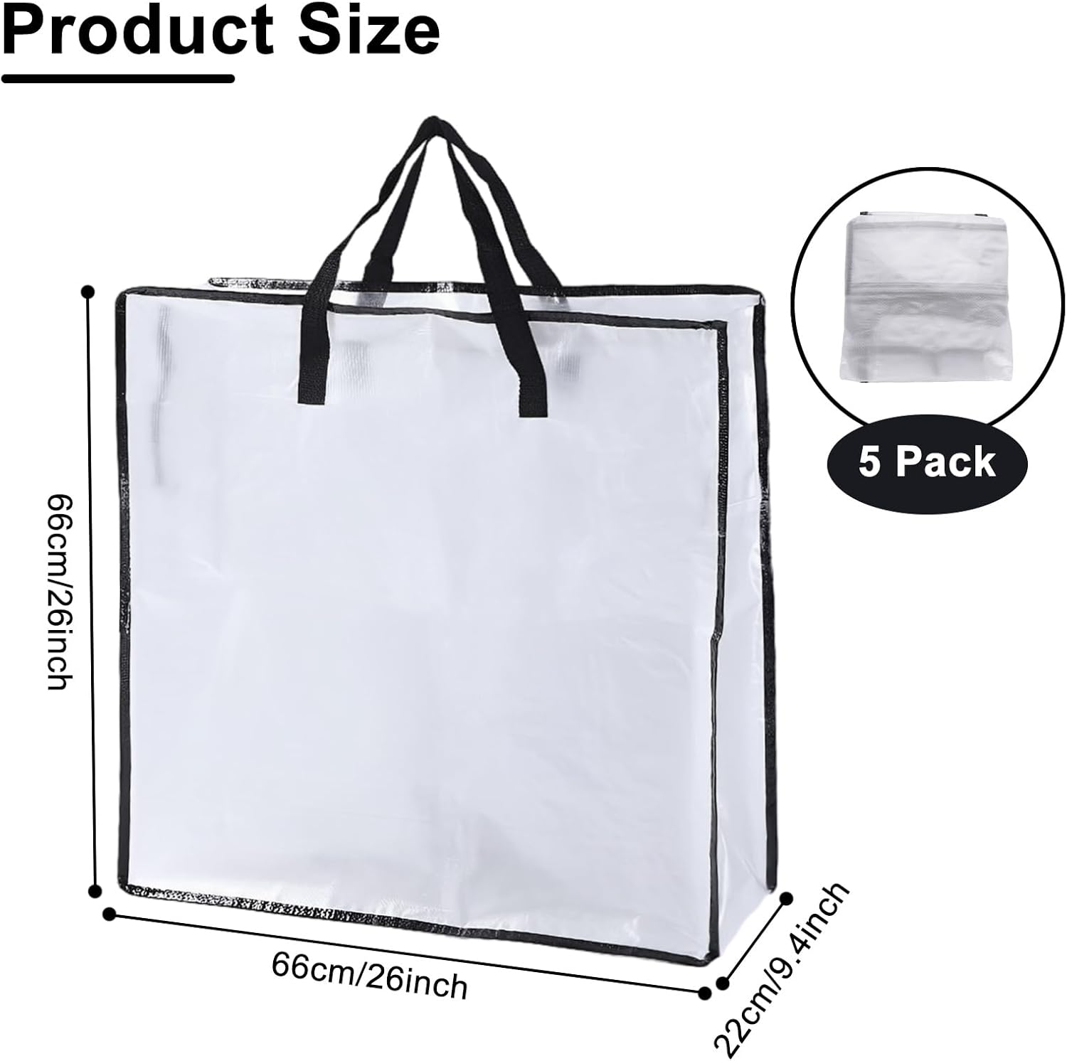 Skiennix Wreath Storage Bag - 5 Pack 26x9 Inch Zippered Organizer with Handles for Christmas Decor
