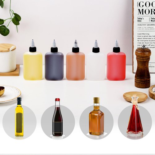 RAMFIYN 12 Pack Mini Squeeze Bottles for Liquids for Camping Kitchen, Camping Cooking, 4oz Mini Oil Bottles, Small Liquid Containers Leak Proof, Travel Oil Bottle