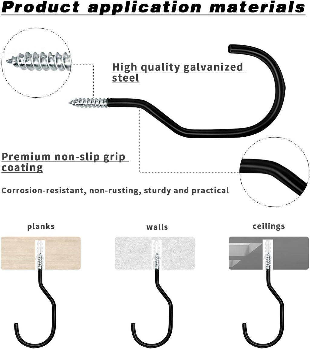 Skiennix Heavy-Duty Bike Hooks - 12 Pack Bicycle Storage Hangers for Garage & Garden Organization