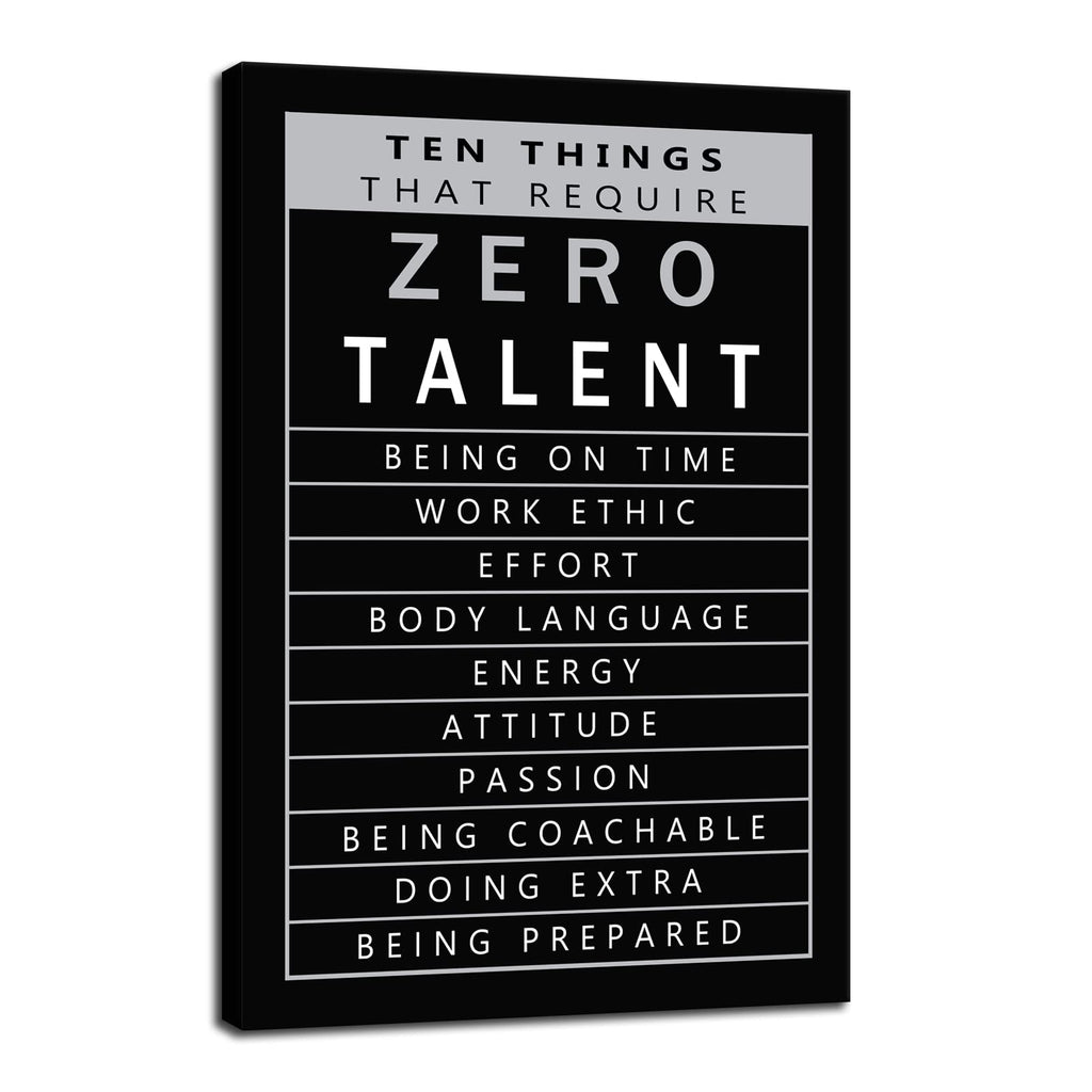Ten Things That Require Zero Talent Motivational Posters Inspirational Wall Art Prints on Canvas Modern Home Decor Painting Artwork for Living Room Stretched and Framed Ready to Hang [24''W x 36''H]