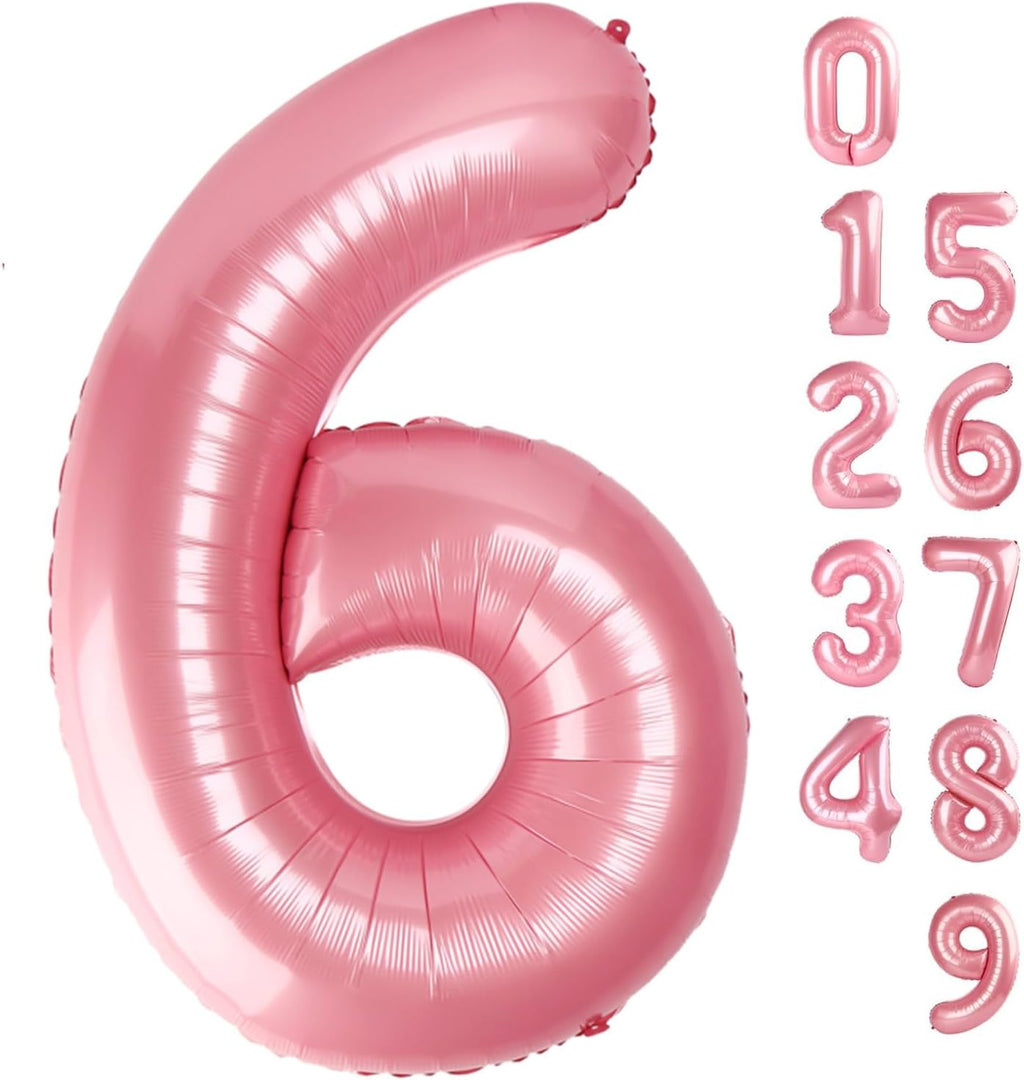 Number 6 Balloon - 40 Inch Pastel Pink Birthday Decoration for Boys & Girls | Perfect for 6th Birthday Celebrations