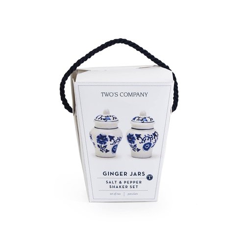 Two's Company Chinoiserie Mini Ginger Jar Salt and Pepper Shaker Set in Gift Box