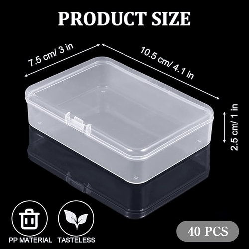 LECEHIVO Clear Plastic Bead Storage Containers - 40 Pcs with Lids & Stickers | 4.1 x 3 x 1 Inch