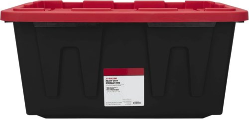 MioeDi 27 Gallon Stackable Plastic Storage Bins - Snap Lid Design, Set of 4, Black/Red