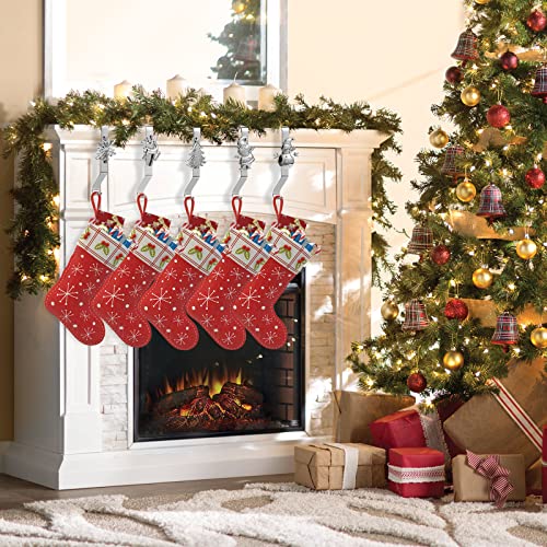 Set of 5 Christmas Stocking Holders for Mantel - Decorative Alloy Hooks