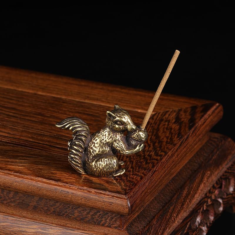 Skiennix Antique Bronze Squirrel & Rabbit Statues - Solid Copper Figurines | Unique Desk Decor