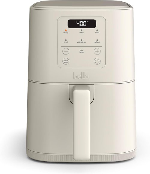 Bella 4Qt Slim Air Fryer - Fits-Anywhere™ Kitchenware with EverGood™ Nonstick Coating | Adjustable Temp & 6 Cooking Presets