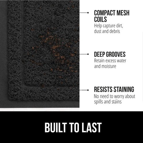 GORILLA GRIP Dirt Grabber Doormat - Durable Mesh Weave, Low Profile, 35x23, Black | Heavy Duty Mud Scraper for High Traffic Areas