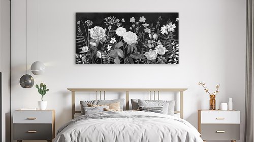 Large Wall Art for Living Room Decor Framed Art Plant Black and White Flowers Canvas Pictures Modern Artwork Botanical Canvas Prints for Bedroom Kitchen Home Office Wall Decor 20" x 40"