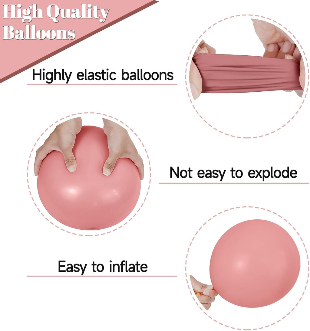 Regine Switzerland 68 Pcs Retro Pink Party Balloons - 12 Inch Dusty Pink & Metallic Rose Gold Decor for Girls' Birthday & Baby Showers