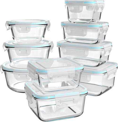 AILTEC Glass Meal Prep Containers - 18-Piece BPA-Free & Leak-Proof Food Storage Set with Lids