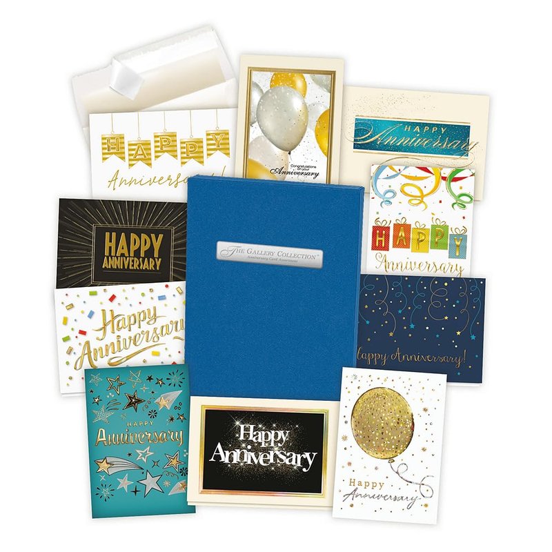 The Gallery Collection - Anniversary Cards Assortment Box (35 Cards), Foil & Embossing (Anniversary 1)
