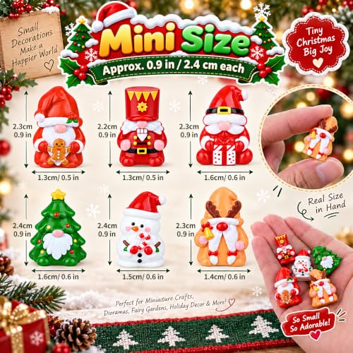 Prdingfy 48 Pcs Mini Christmas Gnomes Figurines - Green Variation for Table Decor