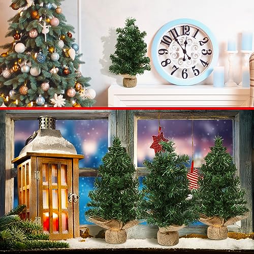 6-Pack Mini Tabletop Christmas Trees - 12 Inch Artificial Pine with Linen Base