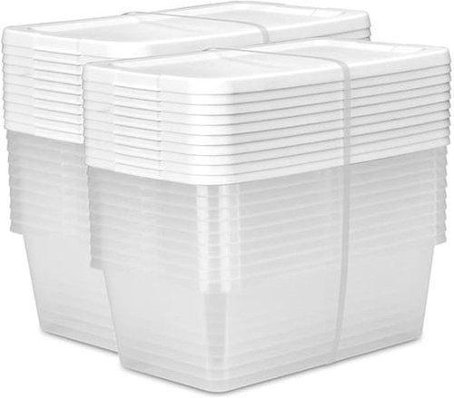 Clear 6-Quart Plastic Storage Containers by [Brand Name] - 20-Pack Stackable Organizers for Home & Office