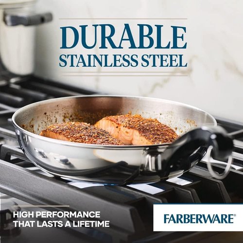 Farberware Classic Stainless Steel Cookware Set - 15-Piece Pots & Pans - Durable & Stylish Silver Finish