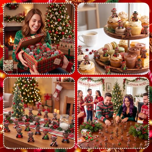 Yaomiao 60 Pcs Christmas Mini Resin Highland Cow Figurines - Holiday Decor Set