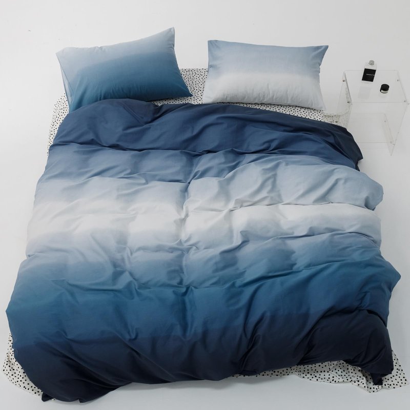 BlueBlue Blue Kids Duvet Cover Set Queen 100% Cotton Bedding for Boys Girls Teens Dark Blue to White Change 1 Abstract Full Comforter Cover 2 Pillow Shams, Queen