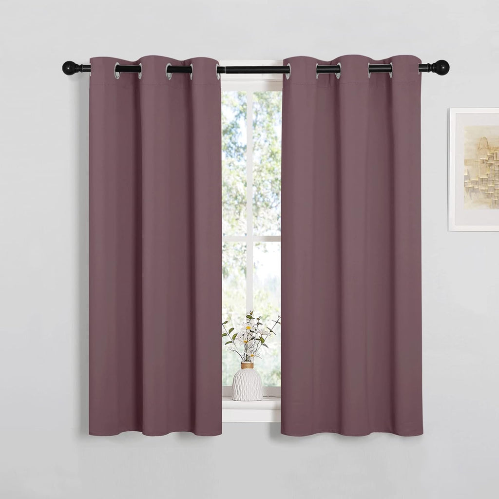 NICETOWN Blackout Curtain Panels - Thermal Insulated Draperies in Dry Rose | 34 x 45 Inch, 1 Pair