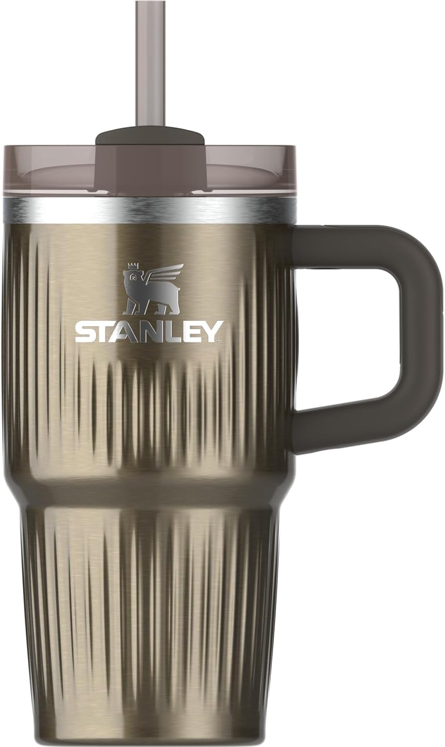 STANLEY Quencher H2.0 Tumbler - 20 oz Insulated Stainless Steel Cup with Handle & Straw | BPA-Free | Fluted Gunmetal Shine