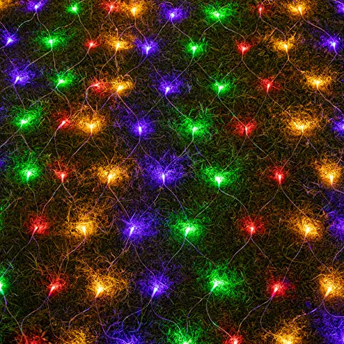 AWQ 200 LED Net Mesh Christmas Lights 9.8ft x 6.6ft Multicolor, 8 Modes with Timer