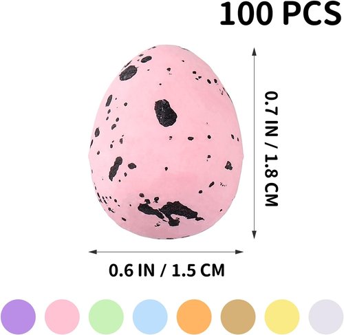 Abaodam Artificial Bird Eggs - 100pcs Speckled Mini Foam Eggs for DIY Crafts & Easter Decor