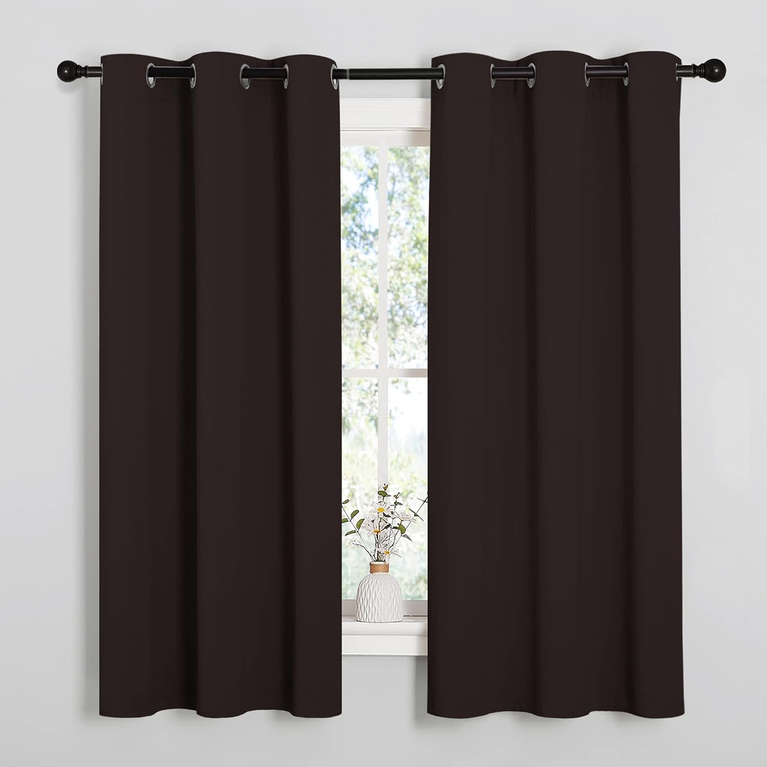 NICETOWN Blackout Curtains - Triple Weave Thermal Insulated Grommet Panels | 42" x 63", Toffee Brown