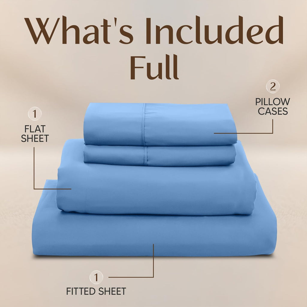Utopia Bedding Full Size Sheet Set - Soft, Breathable Microfiber, 4-Piece in Dutch Blue | Oeko-Tex Certified