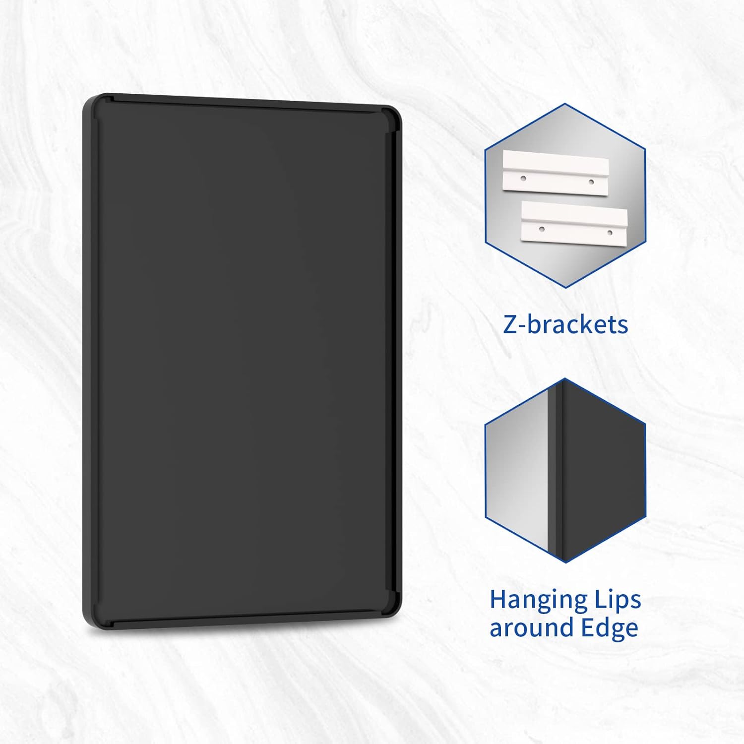 WEER Black Bathroom Mirror - 55x30 Inch Rounded Rectangle Matte Black Frame | Anti-Rust Tempered Glass