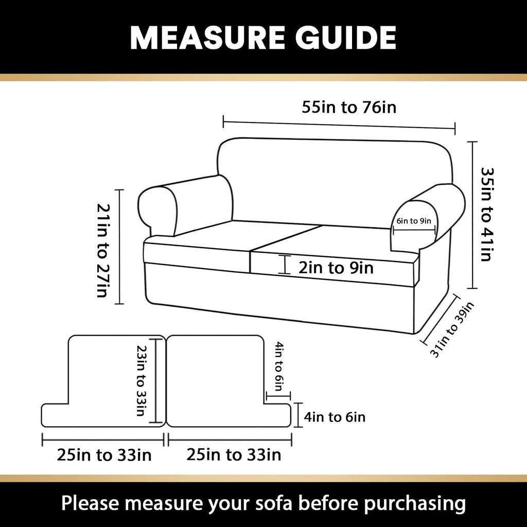 PrinceDeco T Cushion Loveseat Slipcover 3 Pieces Sofa Covers for T Cushion Sofa Stretch Slip Covers for 2 Cushion Couch with 2 Individual T Shape Seat Covers Width Up to 76", Island Fossi