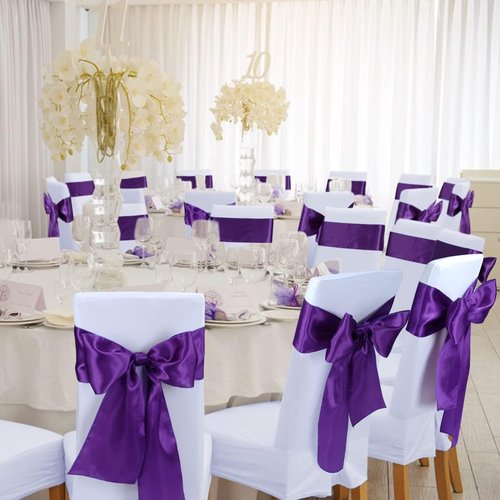 Babenest Satin Chair Sashes - 30 Pcs Upgraded Ties & Ribbons for Weddings, Parties & Events | Purple