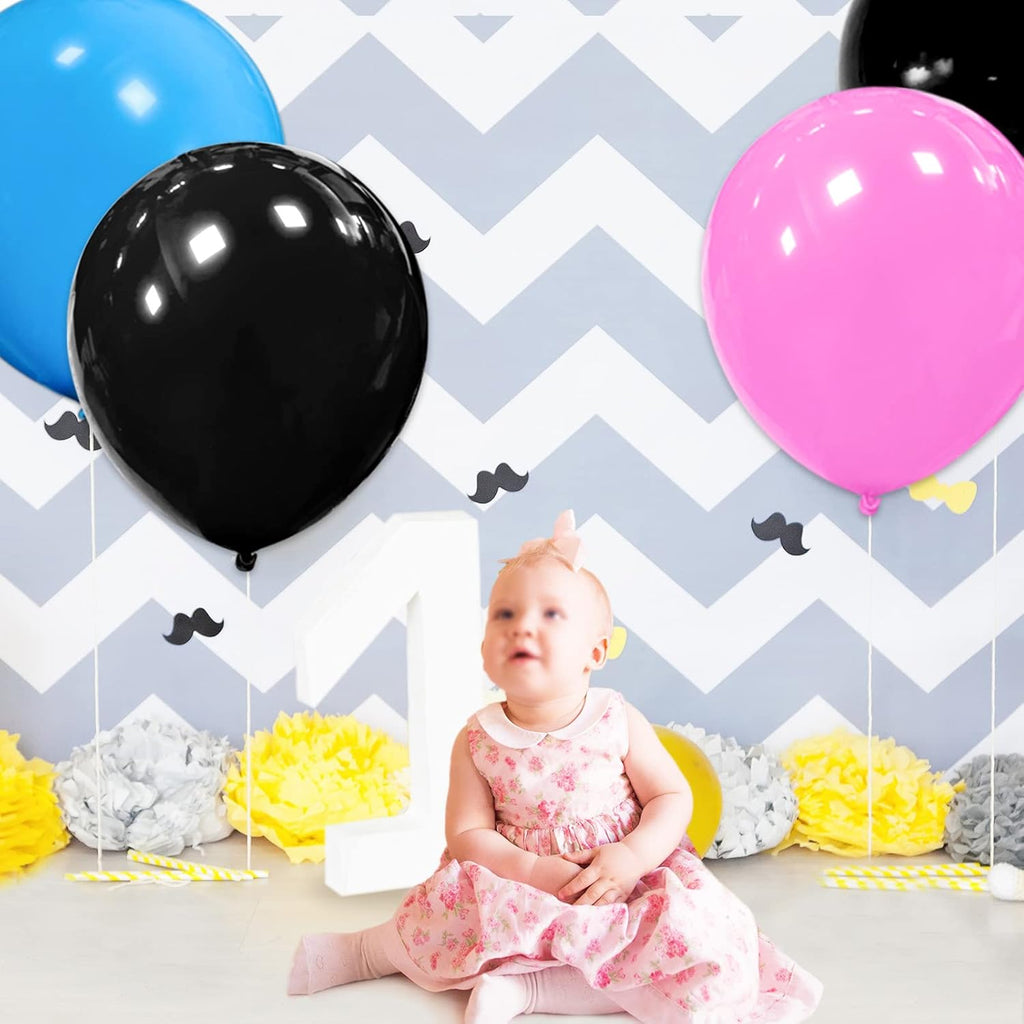 Skiennix 32Pcs Black 18-Inch Big Balloons - Round Latex Party Decorations for Birthdays & Weddings