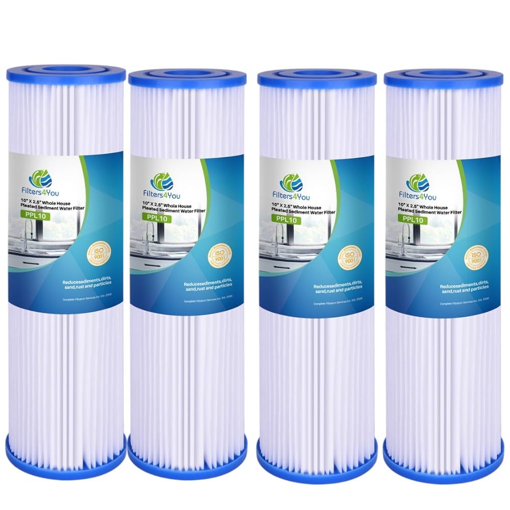 CFS – 4 Pack Pleated Polyester Water Filter Cartridges Compatible with W34-PR, WC34-PR, WVC34, Pentek R30 Models – Remove Bad Taste & Odor – Replacement Filter Cartridge – 5 Micron – 9-3/4" x 2-5/8"