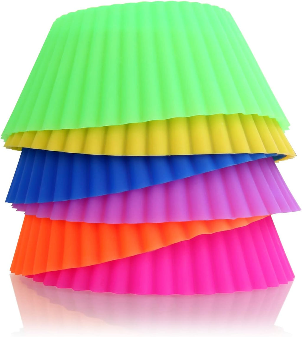 New Star Foodservice Reusable Silicone Baking Cups - Set of 24 Colorful Cupcake Liners