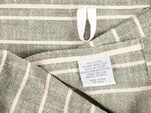 Rustic Farmhouse Cotton Kitchen Towels - 18 x 28 Inch, Set of 4, Olive