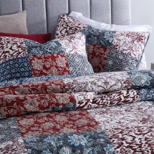 California King Quilt Set - 100% Cotton Reversible Comforter with Shams
