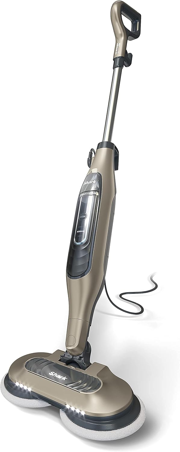 Shark S7001 Mop - Scrub & Sanitize Hard Floors with 4 Washable Pads, 3 Steam Modes & LED Headlights - Gold