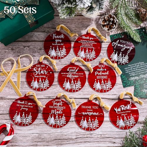 Suzile 50-Pack Christmas Appreciation Ornaments - Red Holiday Decor