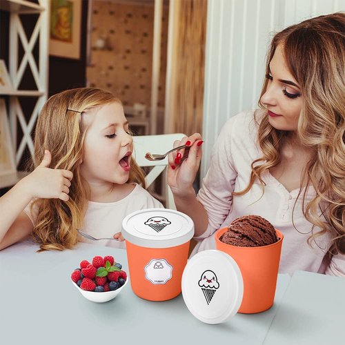 TTUBBIEZ Ice Cream Containers (2 Pack - 1 Quart Each), Ice Cream Containers for Homemade Ice Cream, Ice Cream Storage Containers for Freezer, 1 Quart Freezer Containers for Ice Cream Storage - Berry
