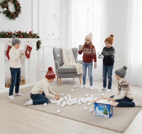 AISENO Indoor Snowball Fight Toys - 50 Soft Fake Snow Balls for Kids | Fun Winter Party Game