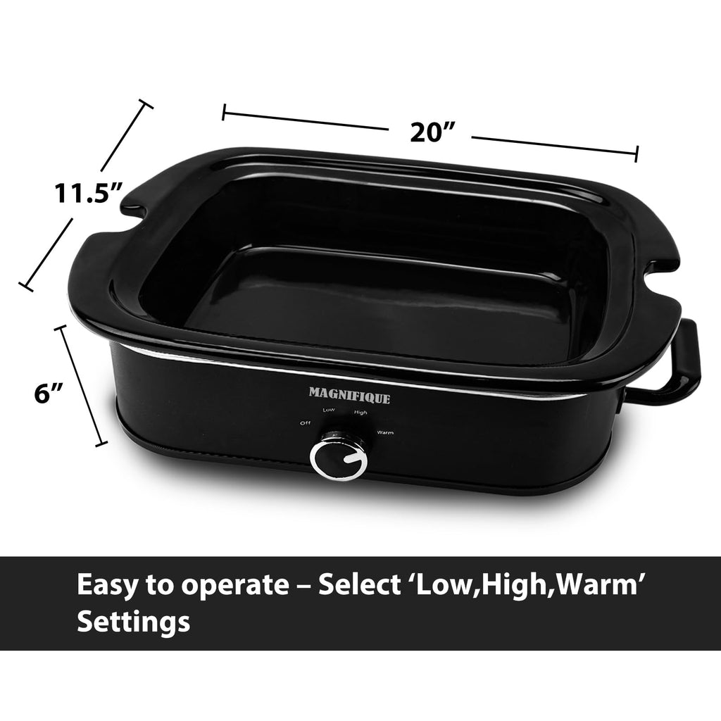 4-Quart Slow Cooker with Casserole Manual Warm Setting - Perfect Kitchen Small Appliance for Family Dinners, Dishwasher Safe Crock, Black