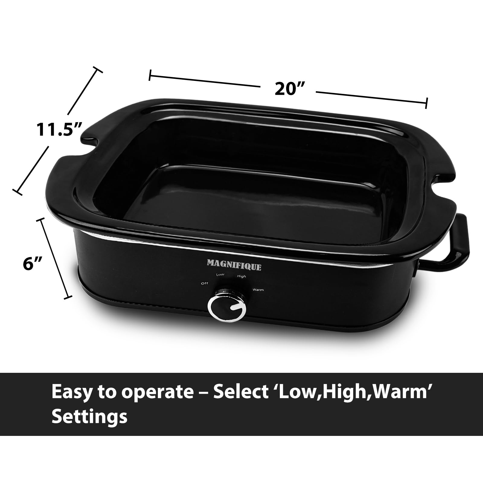 4-Quart Slow Cooker with Casserole Manual Warm Setting - Perfect Kitchen Small Appliance for Family Dinners, Dishwasher Safe Crock, Black