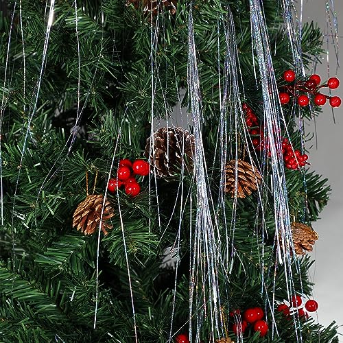 Lyrow 6000 Pieces Christmas Tinsel Icicles for Tree Decorations - Laser Silver / 6 Pack