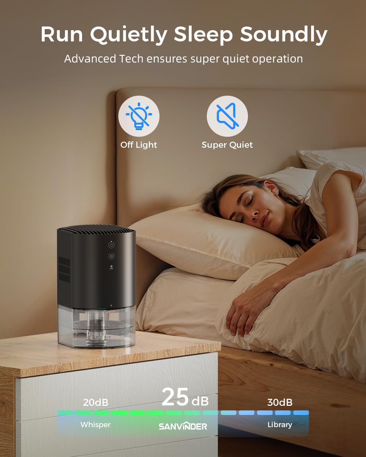 Skiennix Portable Dehumidifier - Ultra Quiet, Energy Saving with Auto Shut Off & Colorful Light | 35 OZ for Home, Office, RV, and More