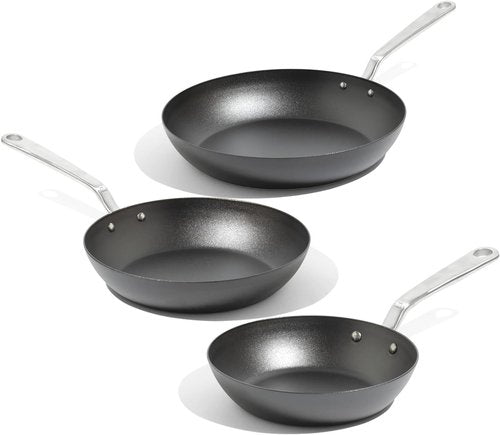 Made In Cookware | 3-Piece Seasoned Blue Carbon Steel Frying Pan Set (8", 10", 12") - Induction Compatible, Professional Quality