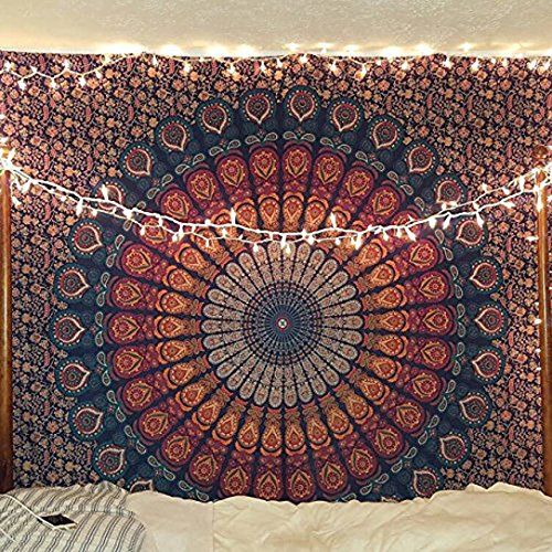 Blue & Orange Mandala Wall Tapestry - Bedroom Decor Poster (30x40 In)