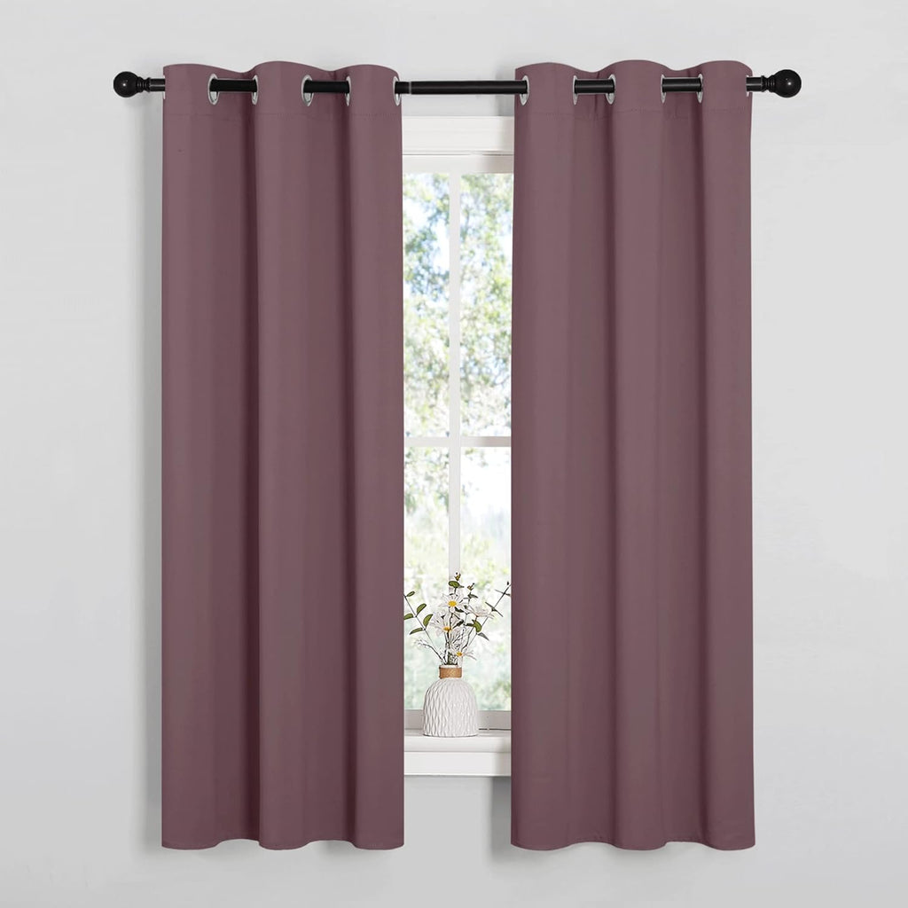NICETOWN Blackout Curtain Panels - Thermal Insulated Draperies, 34" x 63", Solid Dry Rose Color, 1 Pair